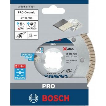 Disco de diamante PRO Ceramic X-Lock, 115 x 22,23 mm, 22,23 mm ref� 2608615131 BOSCH
