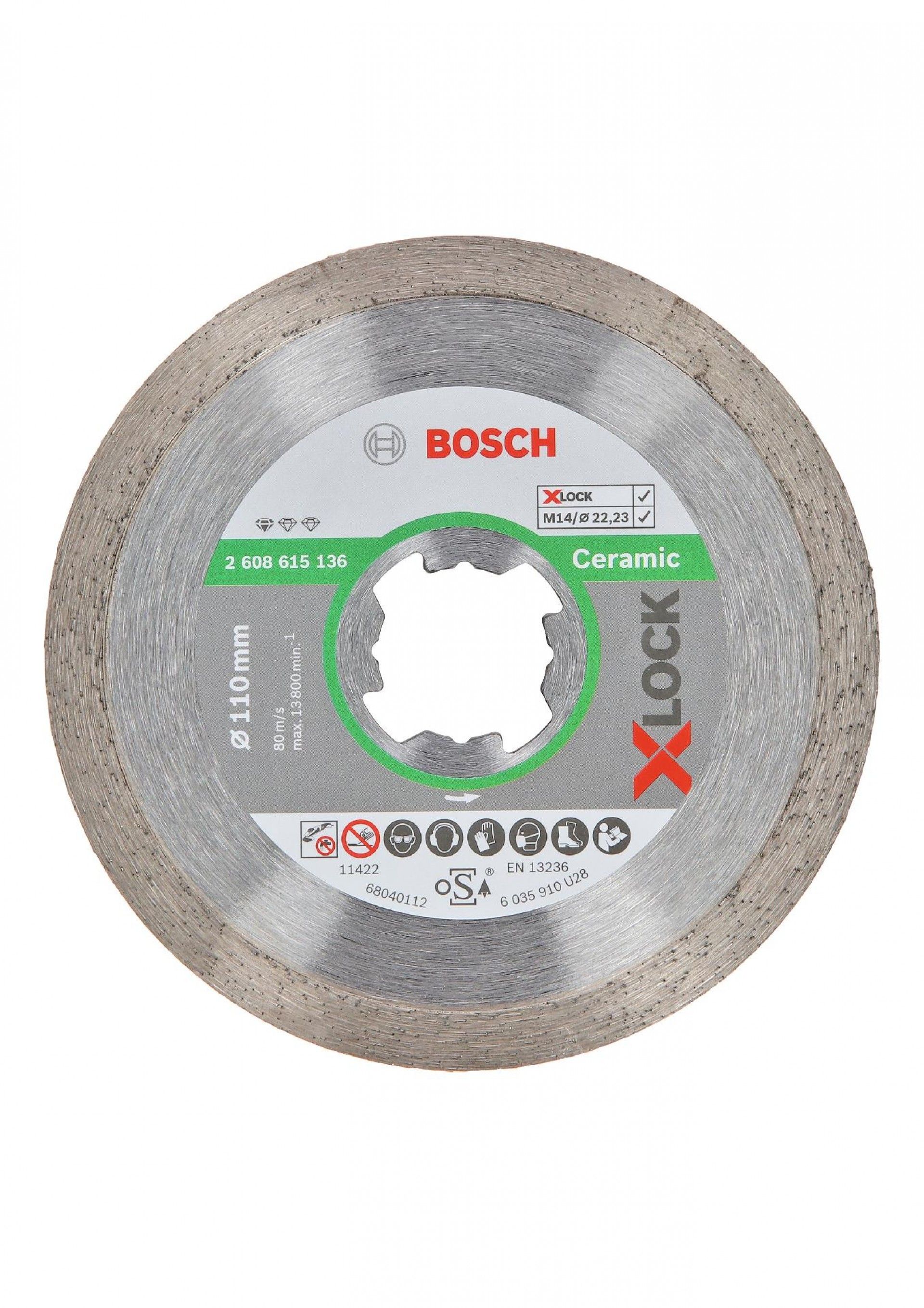 Disco de corte com diamante X-LOCK Standard for Ceramic 110x22,23x1,6x7,5 refª 2608615136 BOSCH