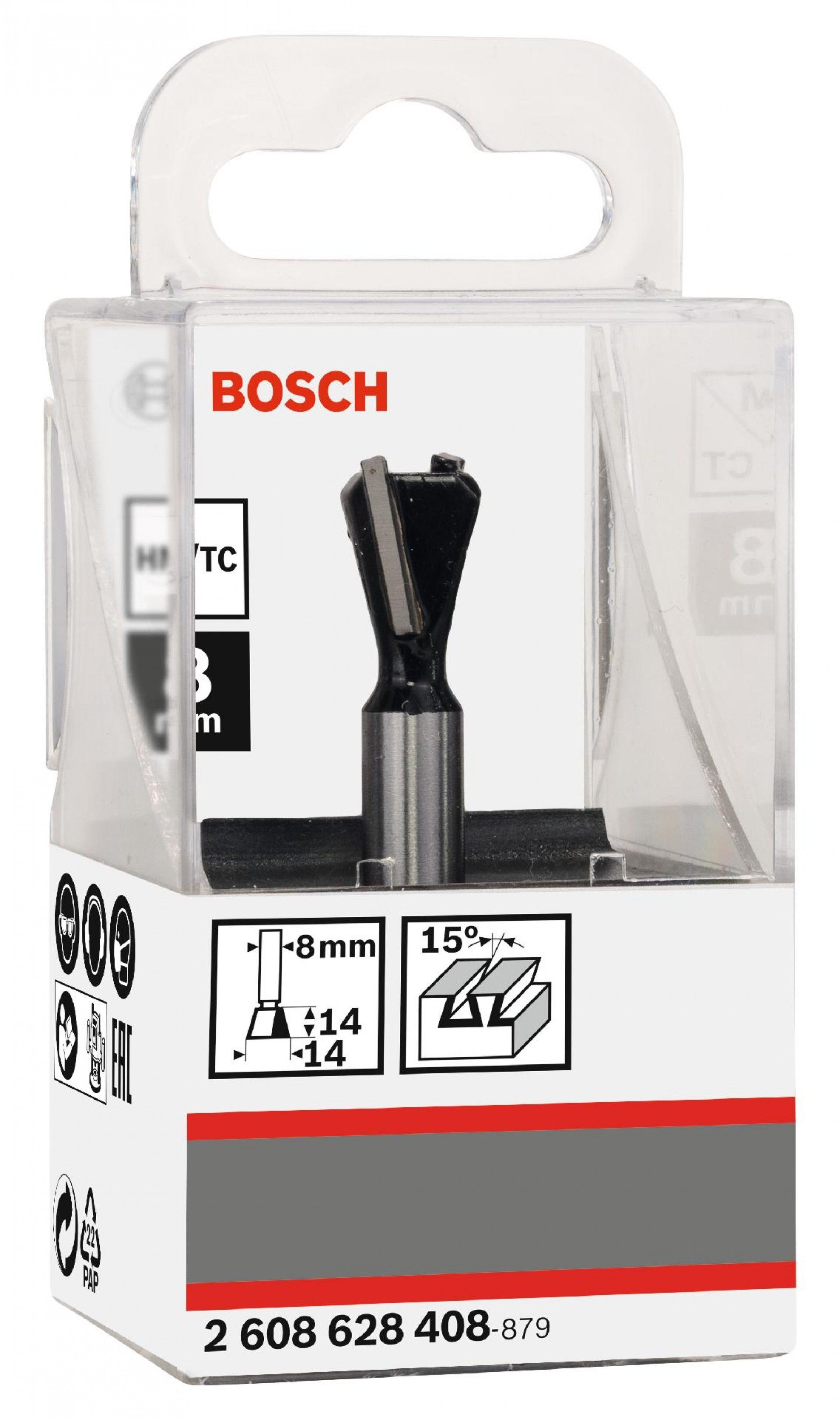 Fresa Dovetail Bit, 15°, Shank 8 mm refª 2608628408 BOSCH
