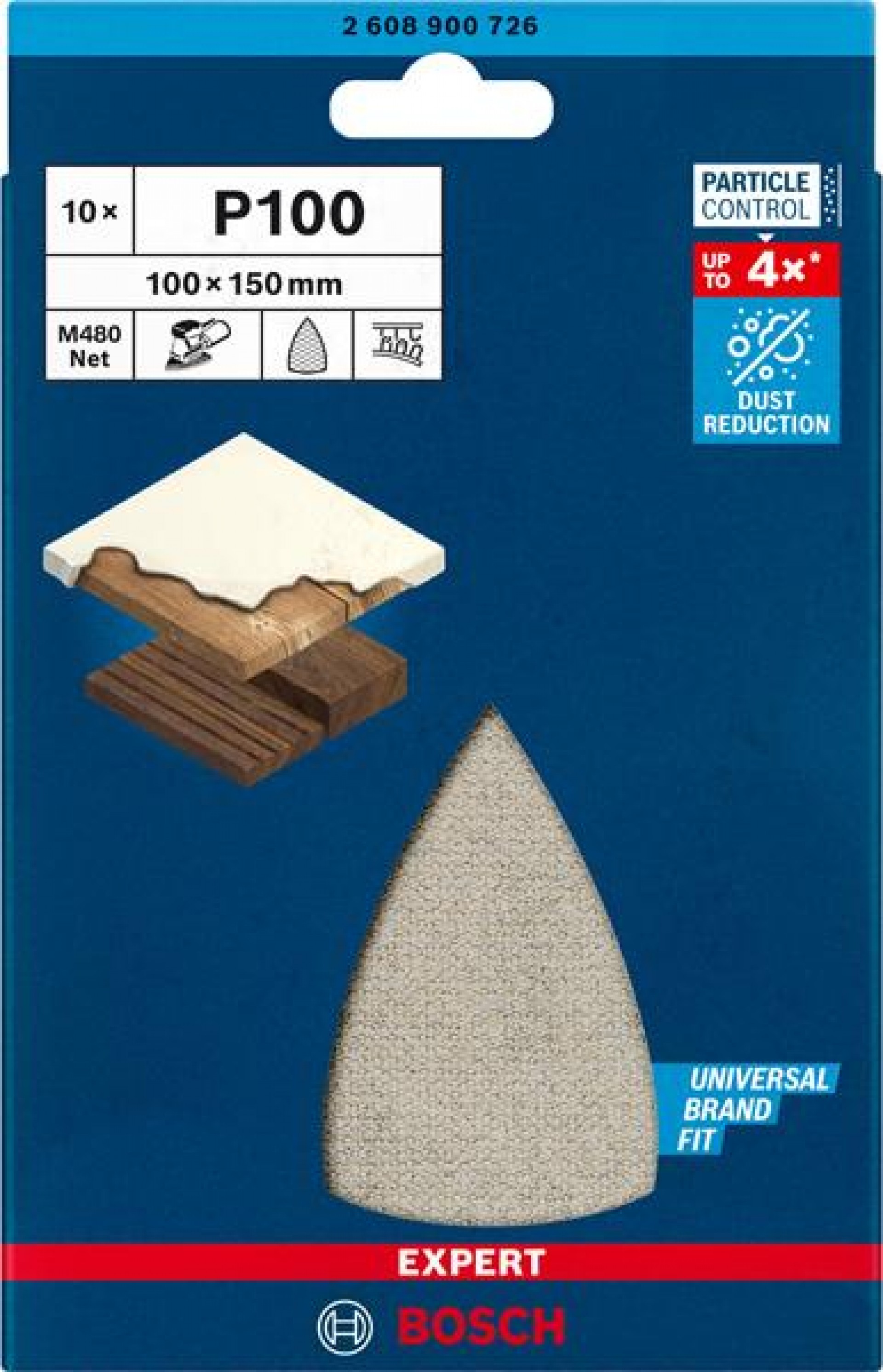 Rede de lixa EXPERT M480 para multilixadeiras, 100 x 150 mm, G 100, 10 unidades refª 2608900726 BOSC