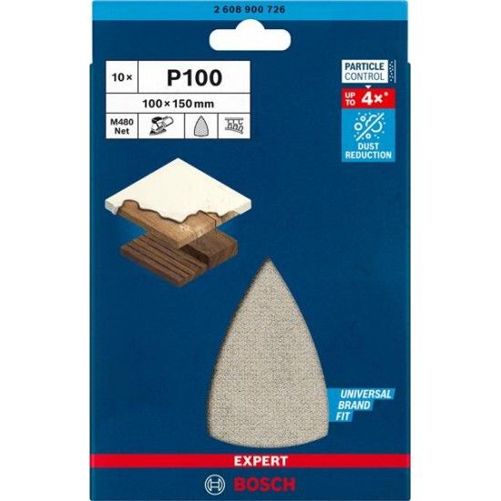 Rede de lixa EXPERT M480 para multilixadeiras, 100 x 150 mm, G 100, 10 unidades ref� 2608900726 BOSC