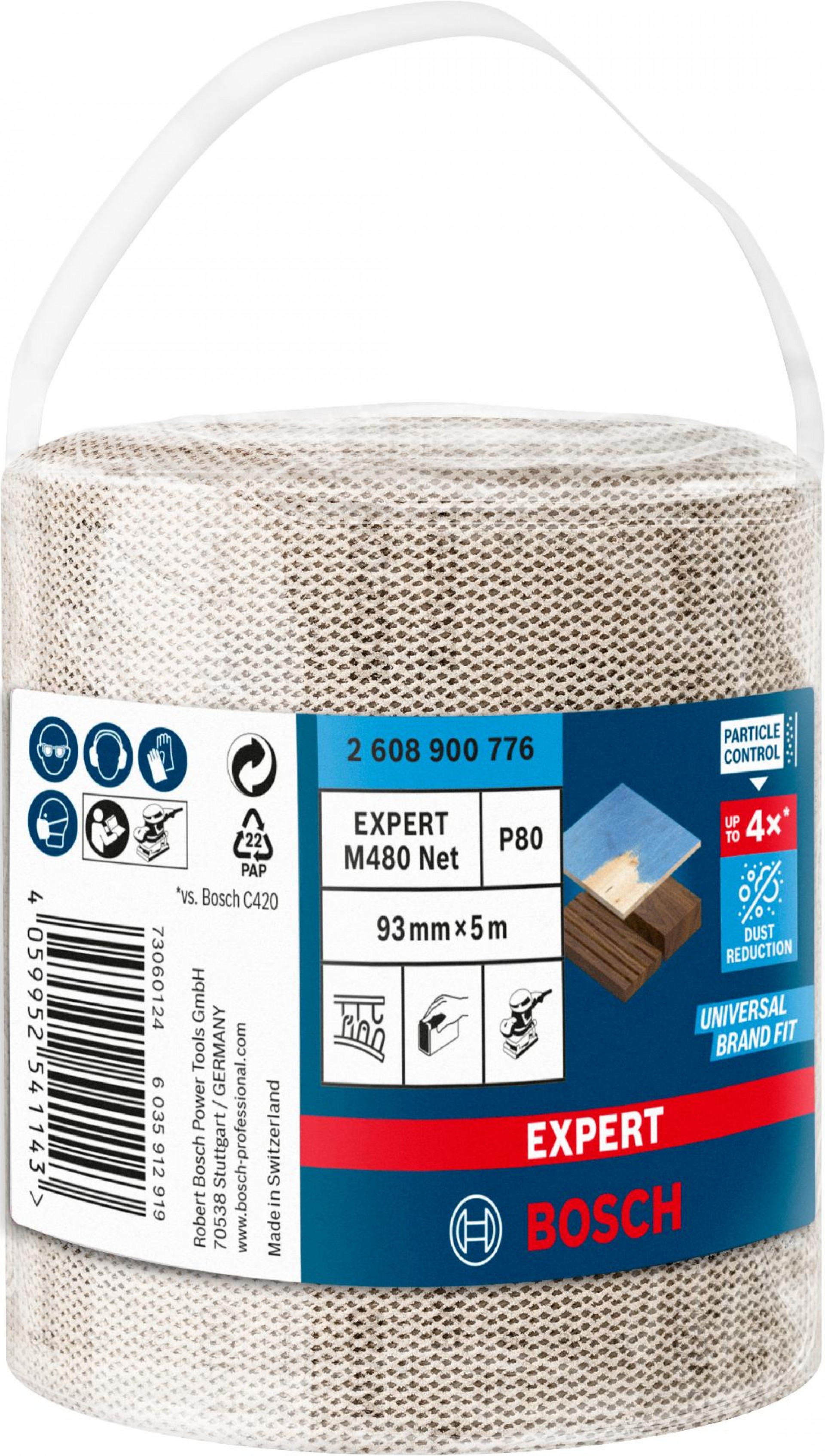 Rolo de rede de lixa EXPERT M480 93 mm, 5 m, G 80 refª 2608900776 BOSCH