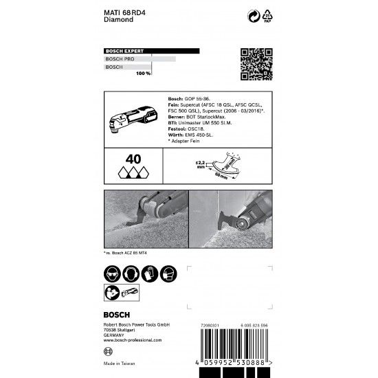 L�mina MATI 68 RD4 EXPERT Corner Blade, 68 x 30 mm ref� 2608900036 BOSCH