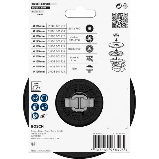 PRO Backing Pad Hard, 115 mm, X-Lock refª 2608601713 BOSCH PRO Backing Pad Hard, 115 mm, X-Lock refª 2608601713 BOSCH