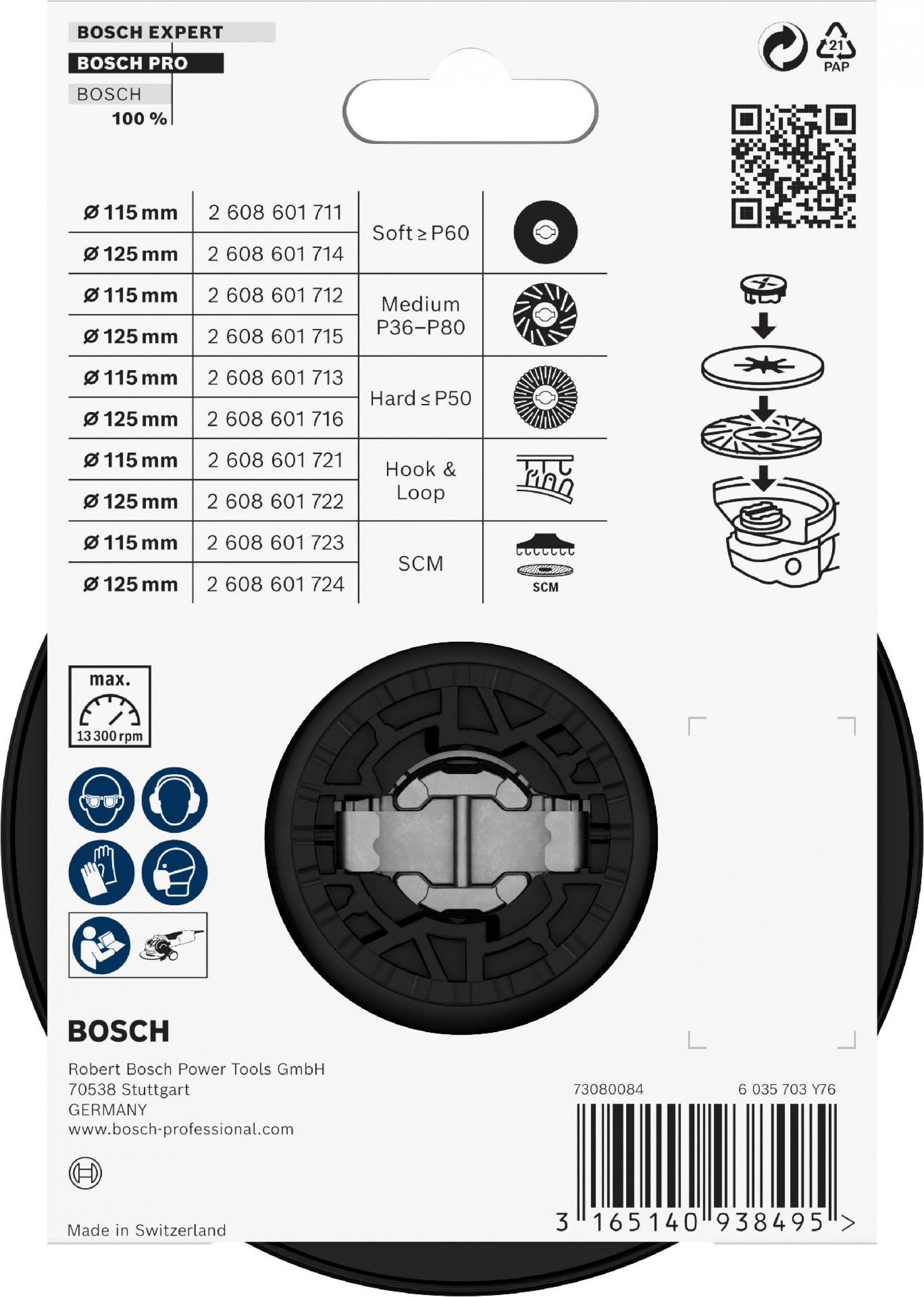 PRO Backing Pad Hard, 115 mm, X-Lock refª 2608601713 BOSCH