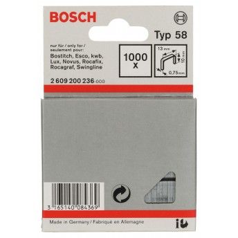 Agrafo de arame fino, tipo 58 refª 2609200236 BOSCH Agrafo de arame fino, tipo 58 refª 2609200236 BOSCH
