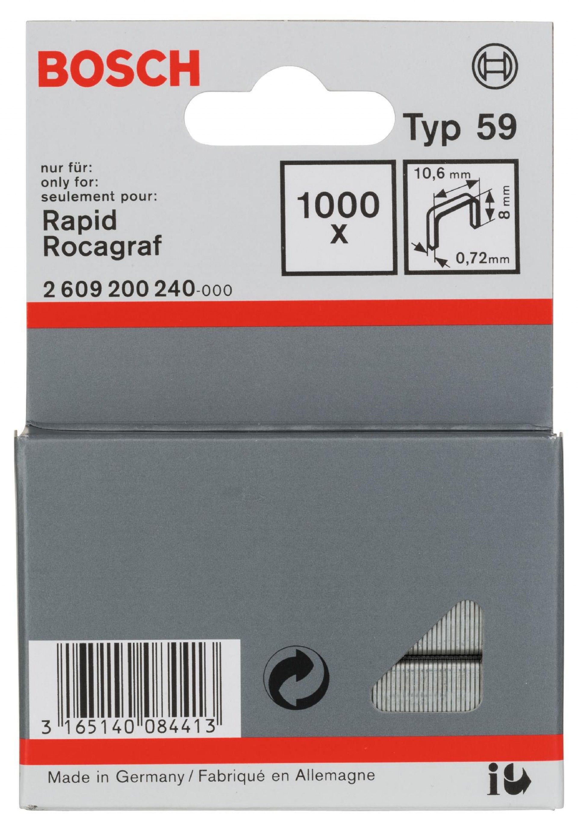 Agrafo de arame fino, tipo 59 refª 2609200240 BOSCH