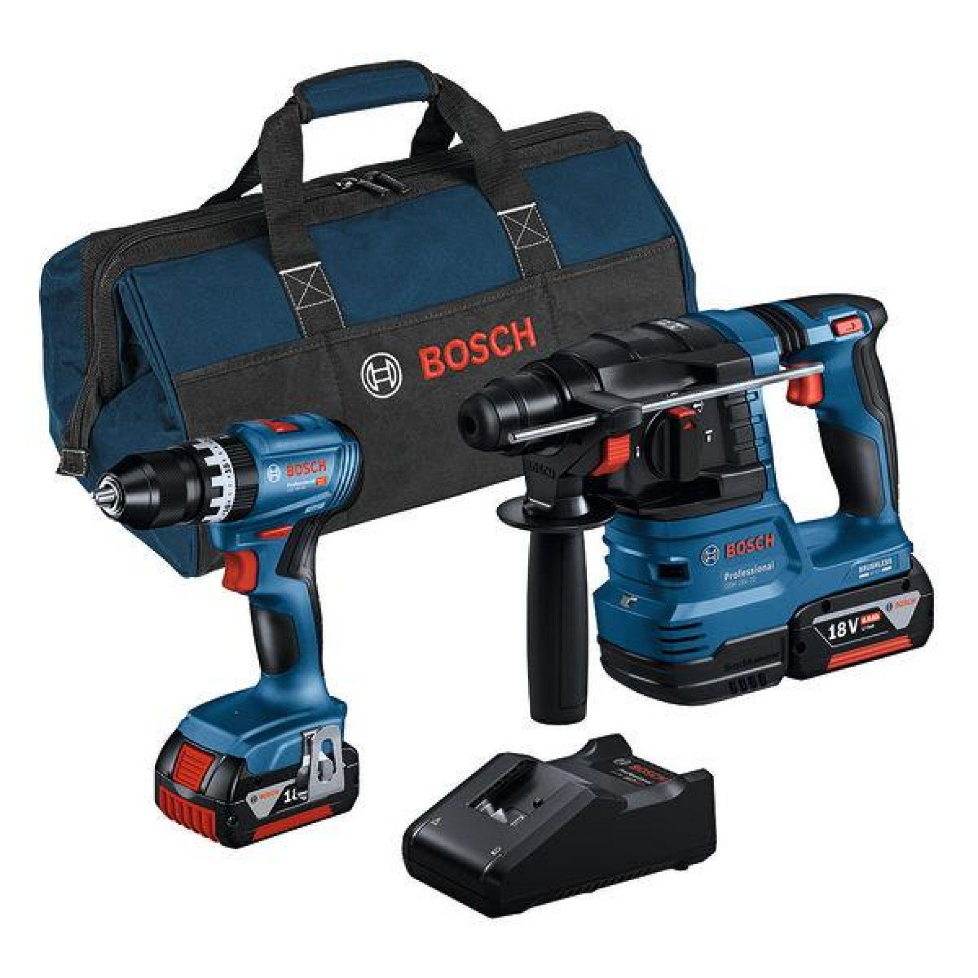 Kit de 2 ferramentas 18V: GSB 18V-45 + GBH 18V-22 + 2x4.0Ah + GAL 18V-40 (C) Professional refª 0615A