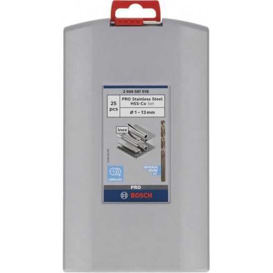 Kit Brocas para metal PRO Stainless Steel HSS-Co, 25 unid. refª 2608587018 BOSCH Kit Brocas para metal PRO Stainless Steel HSS-Co, 25 unid. refª 2608587018 BOSCH
