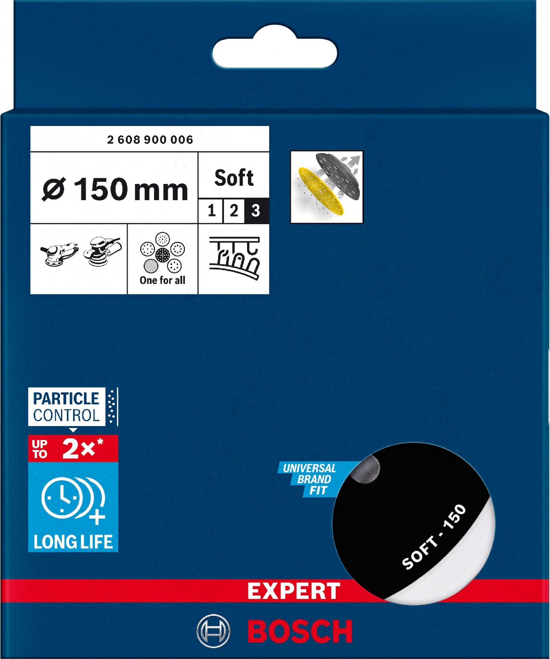 Prato de lixa EXPERT Multihole Universal, 150mm, macio refª 2608900006 BOSCH