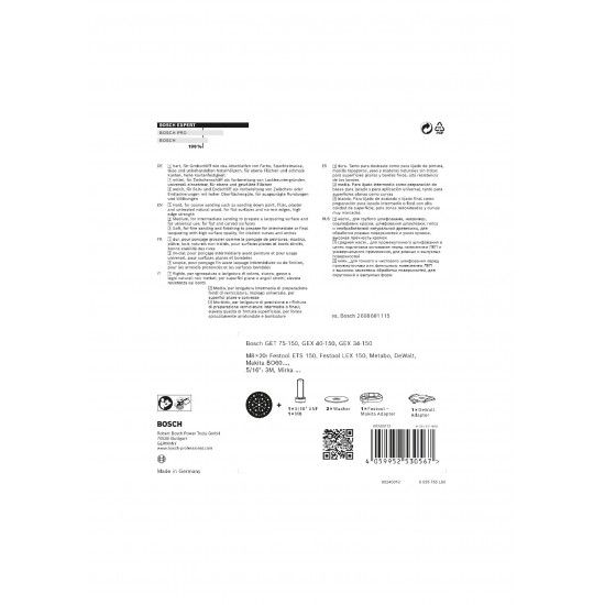 Prato de lixa EXPERT Multihole Universal, 150mm, macio ref� 2608900006 BOSCH