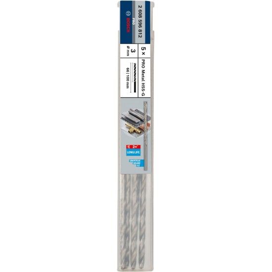 Broca de comprimento longo PRO Metal HSS-G, 3 x 66 x 100 mm, 5 unid. ref� 2608596812 BOSCH