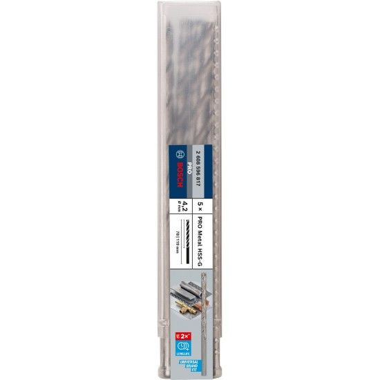 Broca de comprimento longo PRO Metal HSS-G, 4,2 x 78 x 119 mm, 5 unid. ref� 2608596817 BOSCH