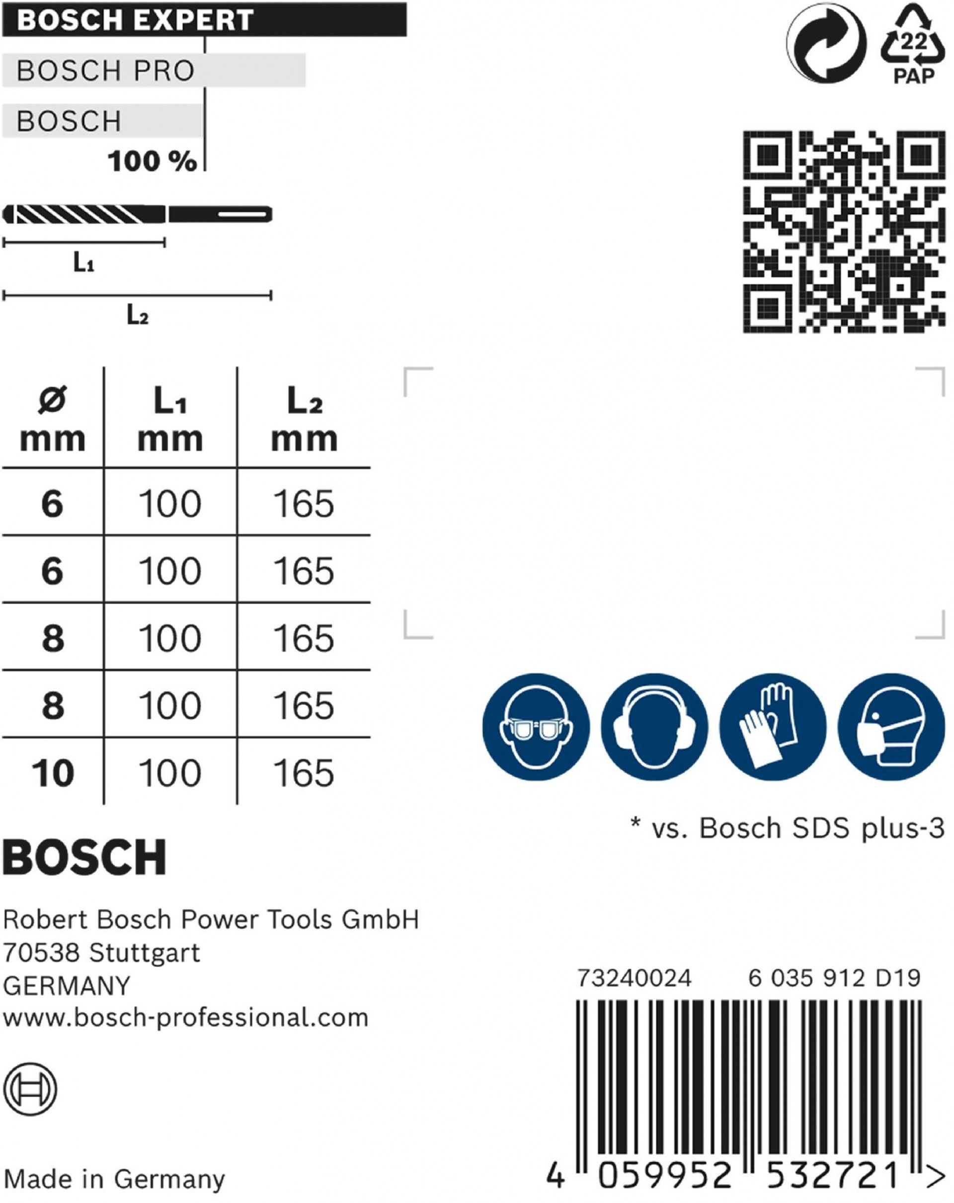 Kit Brocas para martelo EXPERT SDS plus-7X, 6/6/8/8/10 mm, 5 unidades refª 2608900198 BOSCH
