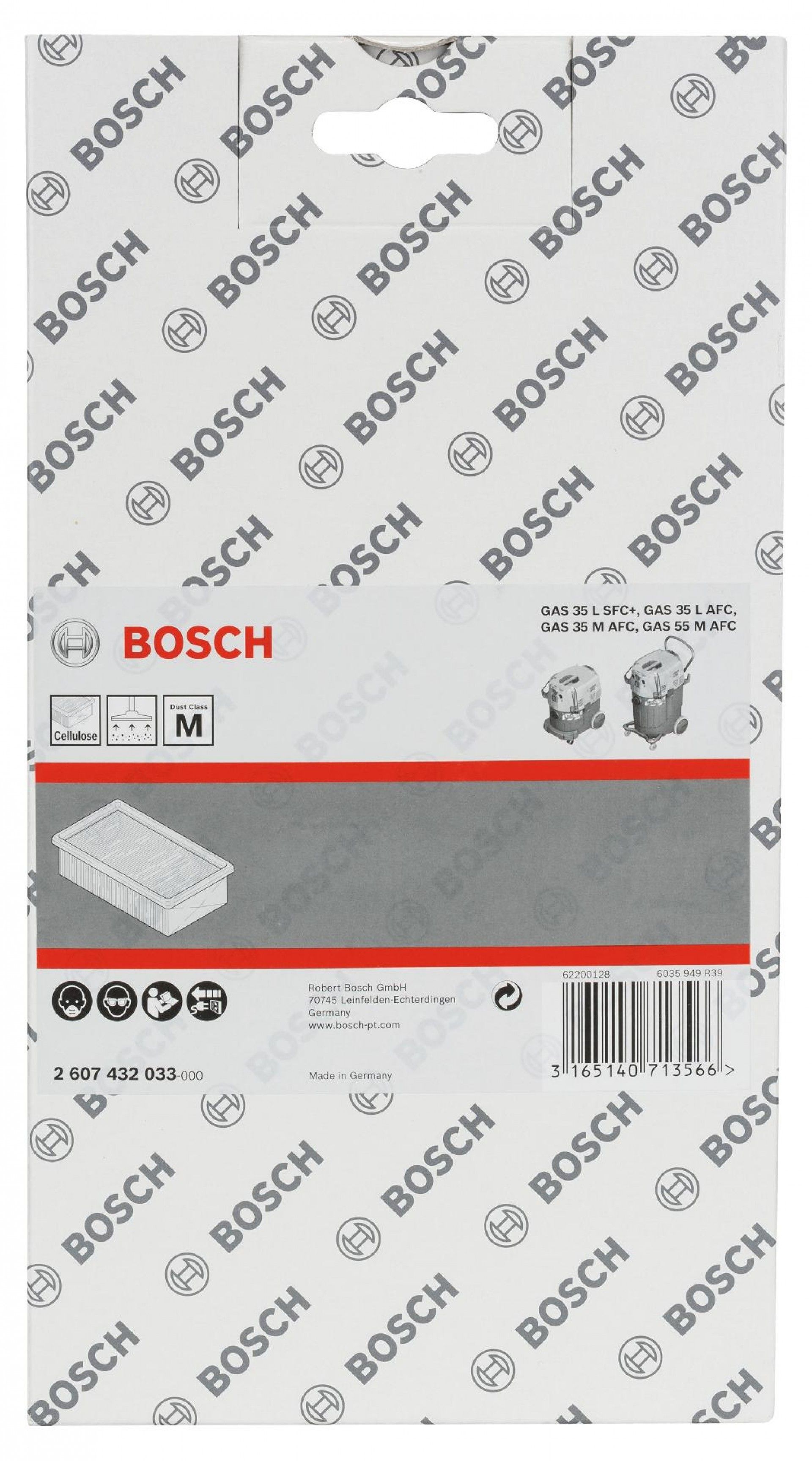 Filtro de pregas planas de celulose refª 2607432033 BOSCH