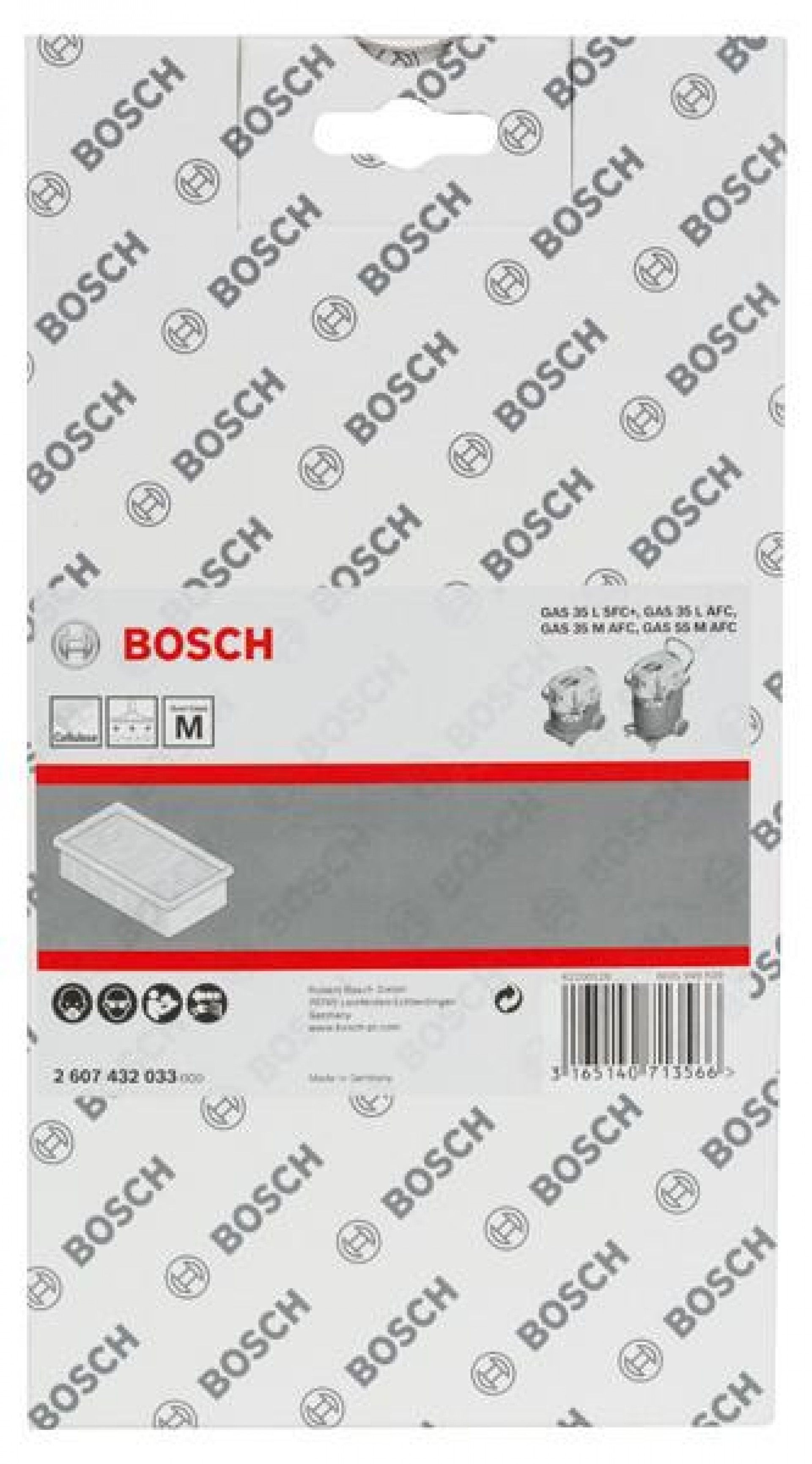 Filtro de pregas planas de celulose refª 2607432033 BOSCH