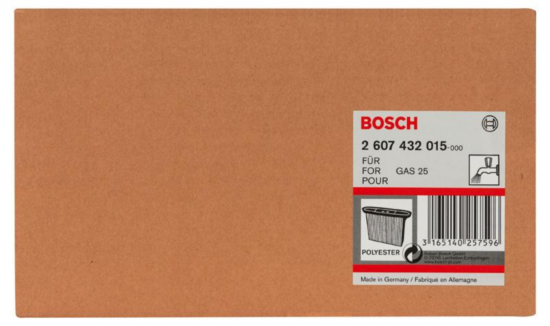 Filtro de pregas de poliéster refª 2607432015 BOSCH