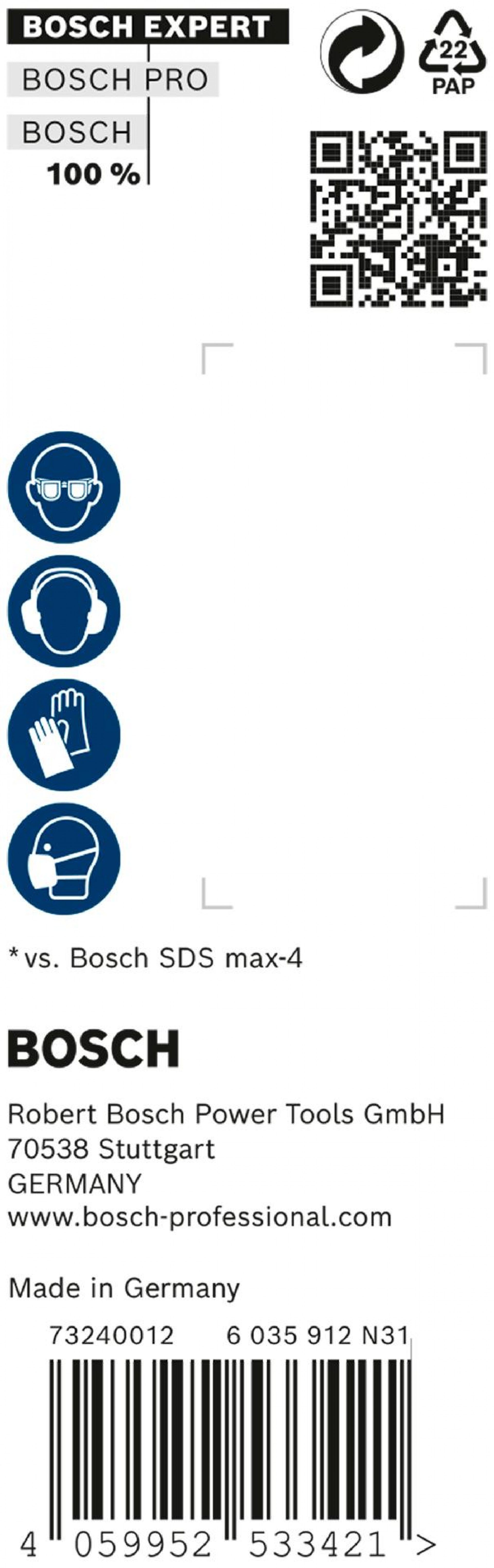 Broca EXPERT SDS max-8X de 24 x 400 x 520 mm, 5 un. refª 2608900268 BOSCH