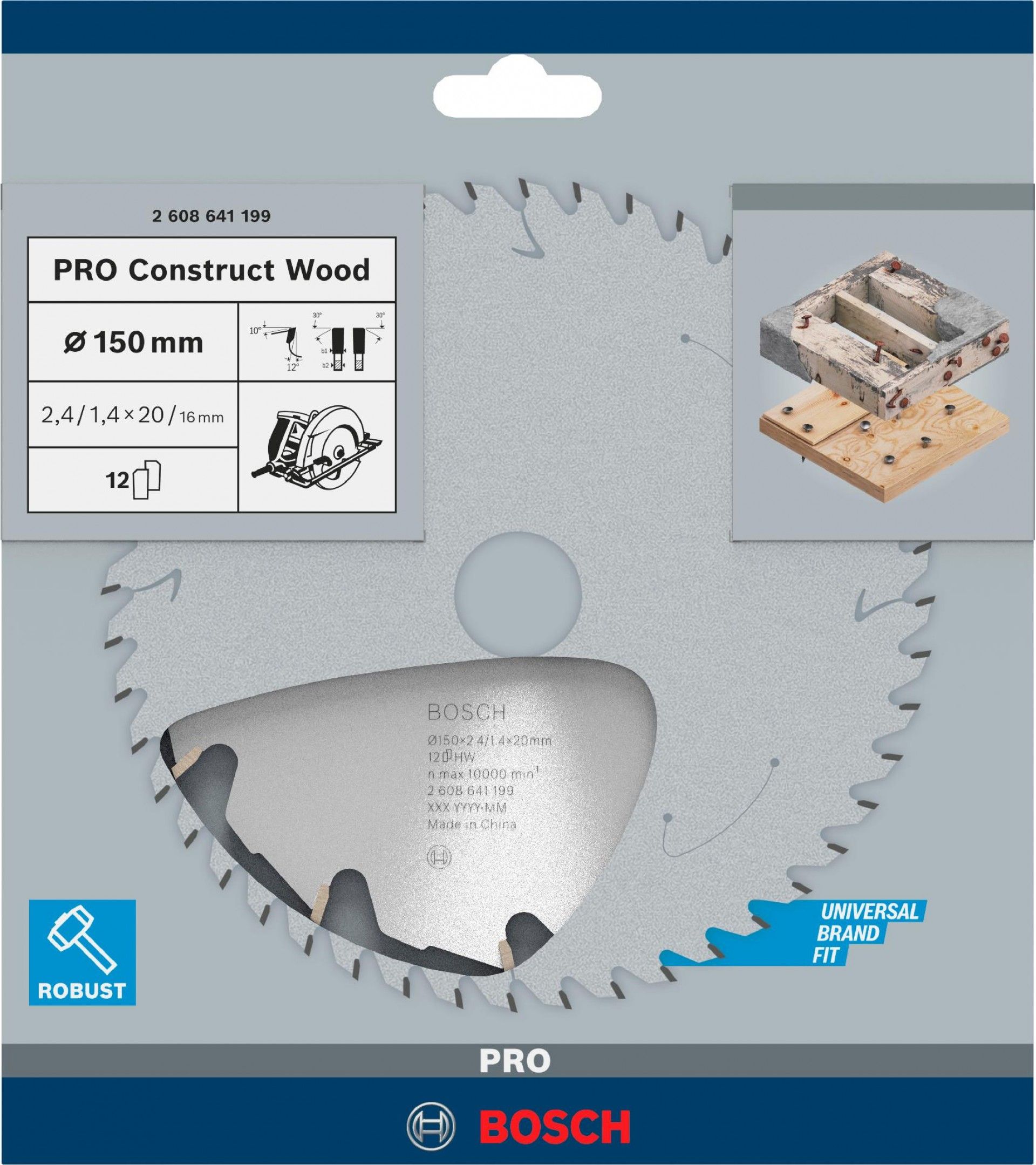 Disco PRO Construct Wood, 150 x 2,4 x 20 mm refª 2608641199 BOSCH