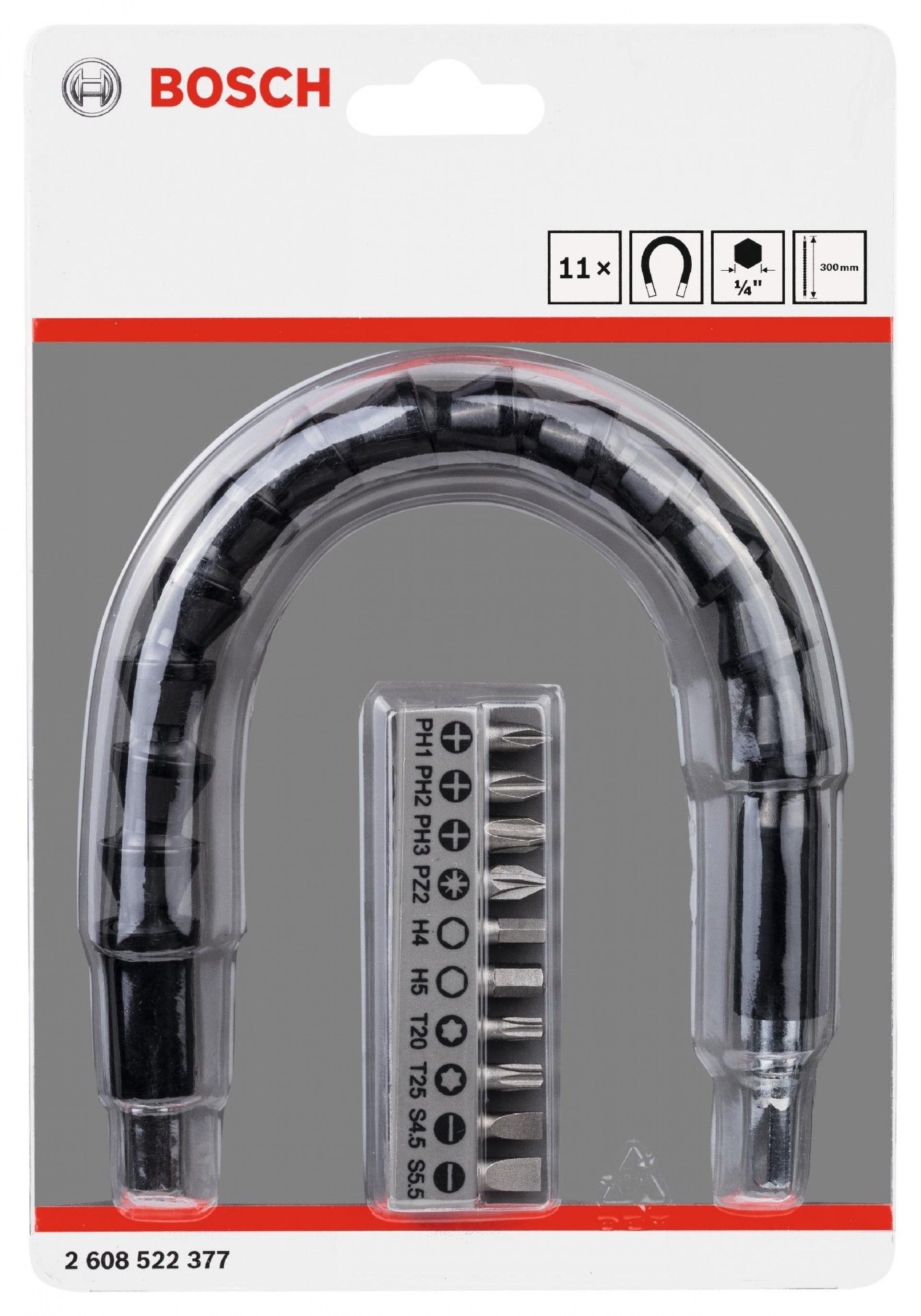 Pontas aparafusadoras, conjuntos 11 extensões plásticas flexíveis SDB refª 2608522377 BOSCH