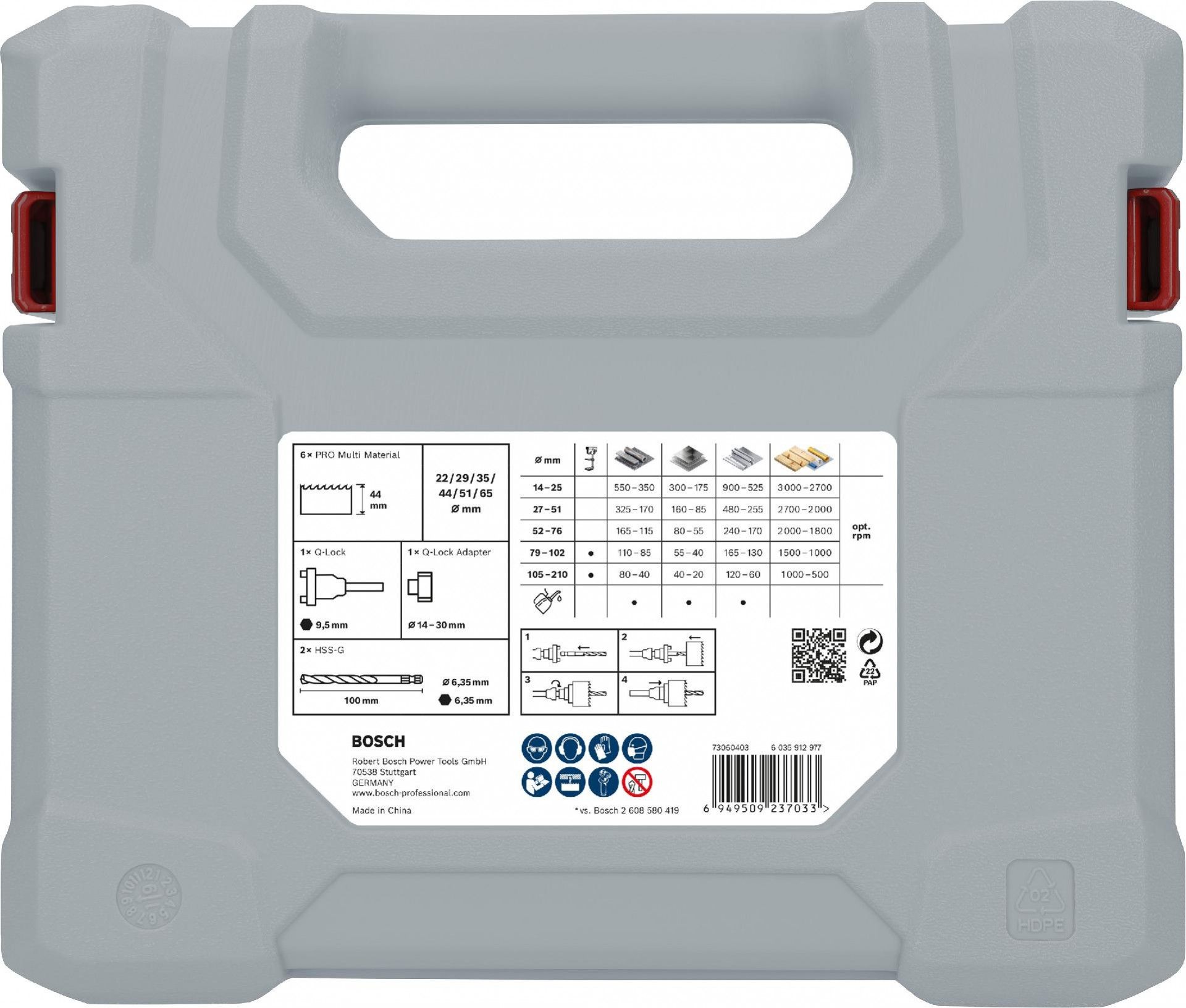 Conjunto de serras craneanas PRO Multi Material com eixo Q-Lock, 10 peças refª 2608901551 BOSCH