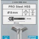 Broca de escarear PRO Steel HSS, 8 x 48 mm, M4 refª 2608596664 BOSCH Broca de escarear PRO Steel HSS, 8 x 48 mm, M4 refª 2608596664 BOSCH