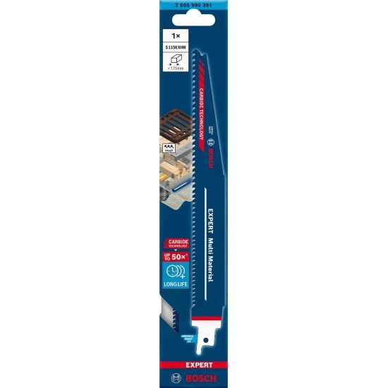 Lâmina de serra sabre S 1156 XHM EXPERT ?Multi Material? 1 un. refª 2608900391 BOSCH Lâmina de serra sabre S 1156 XHM EXPERT ?Multi Material? 1 un. refª 2608900391 BOSCH