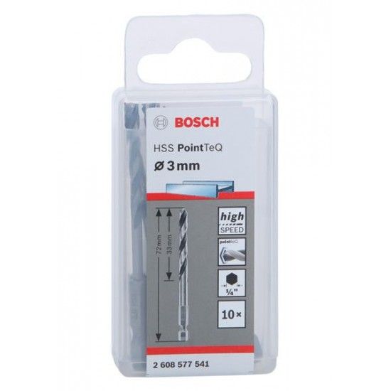 Broca HSS PointTeQ Hex, 3 mm, 10 unidades ref� 2608577541 BOSCH
