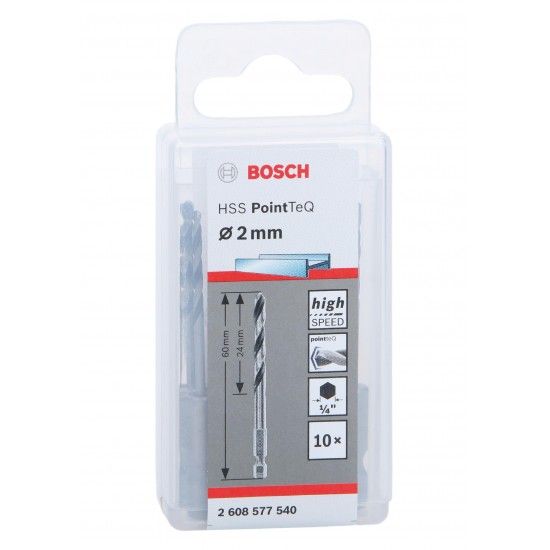 Broca HSS PointTeQ Hex, 2 mm, 10 unidades ref� 2608577540 BOSCH