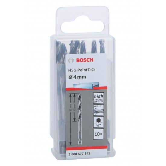 Broca HSS PointTeQ Hex, 4,0 mm, 10 unidades ref� 2608577543 BOSCH
