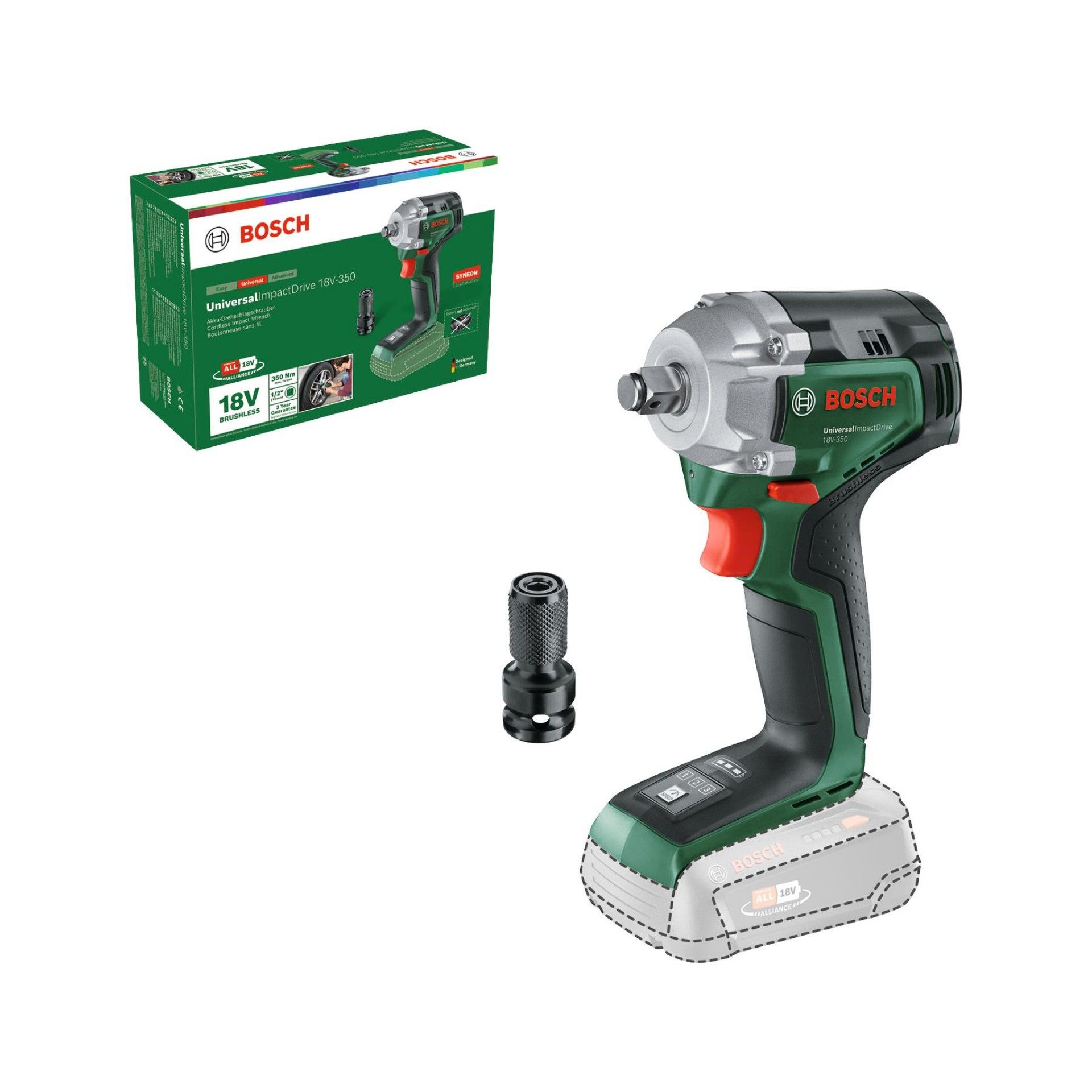 Chave de impacto sem fio UniversalImpactDrive 18V-350 refª 0603980304 BOSCH