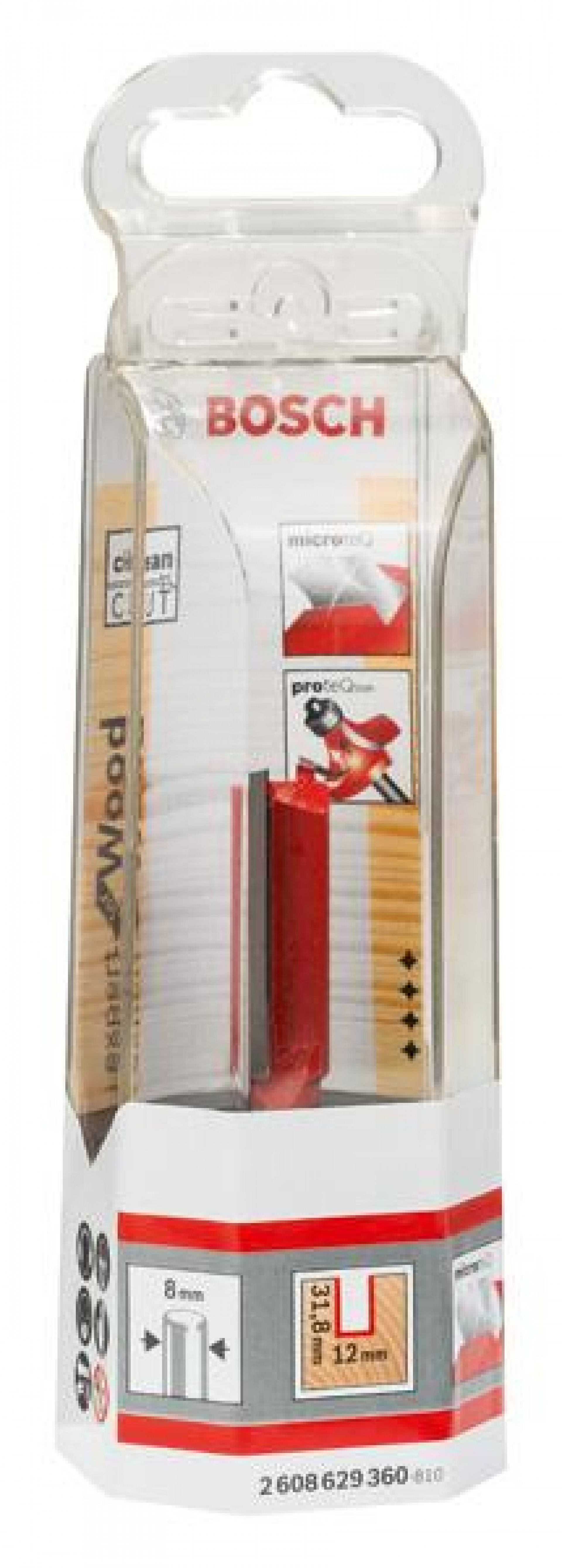 Fresa direita Expert for Wood, carboneto, 8 mm, D1 12 mm, L 31,8 mm, G 63,8 mm refª 2608629360 BOSCH