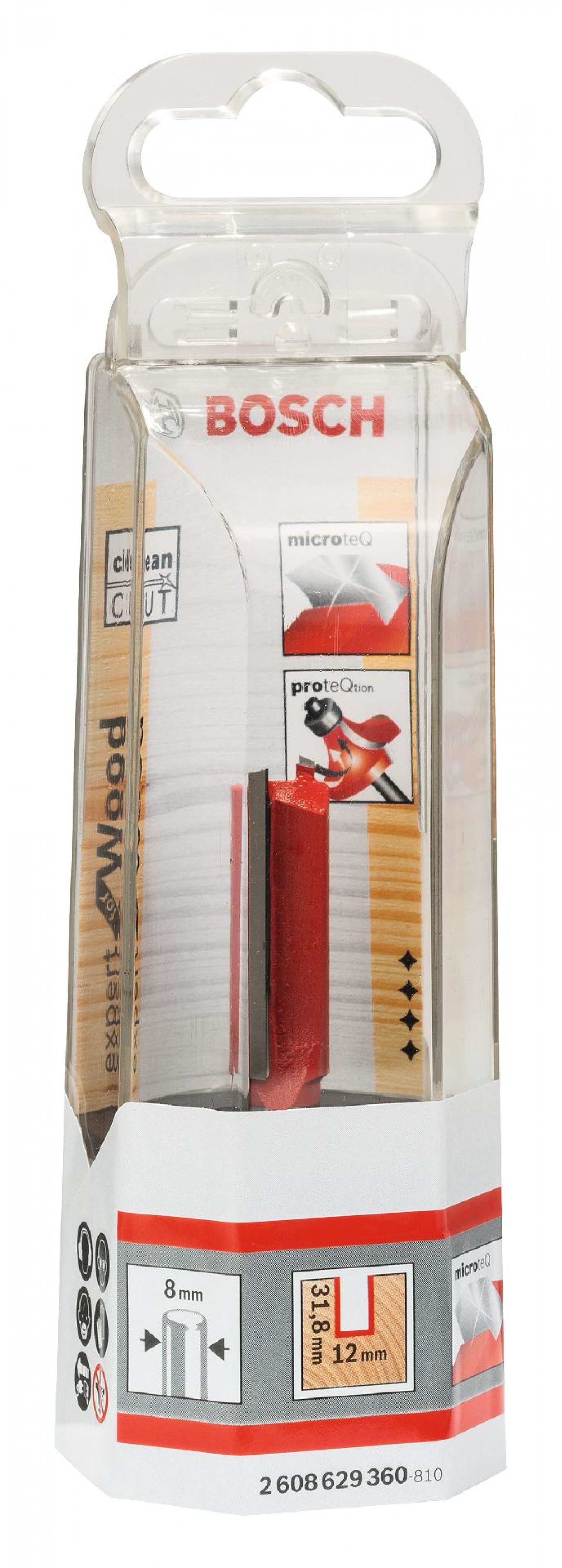 Fresa direita Expert for Wood, carboneto, 8 mm, D1 12 mm, L 31,8 mm, G 63,8 mm refª 2608629360 BOSCH