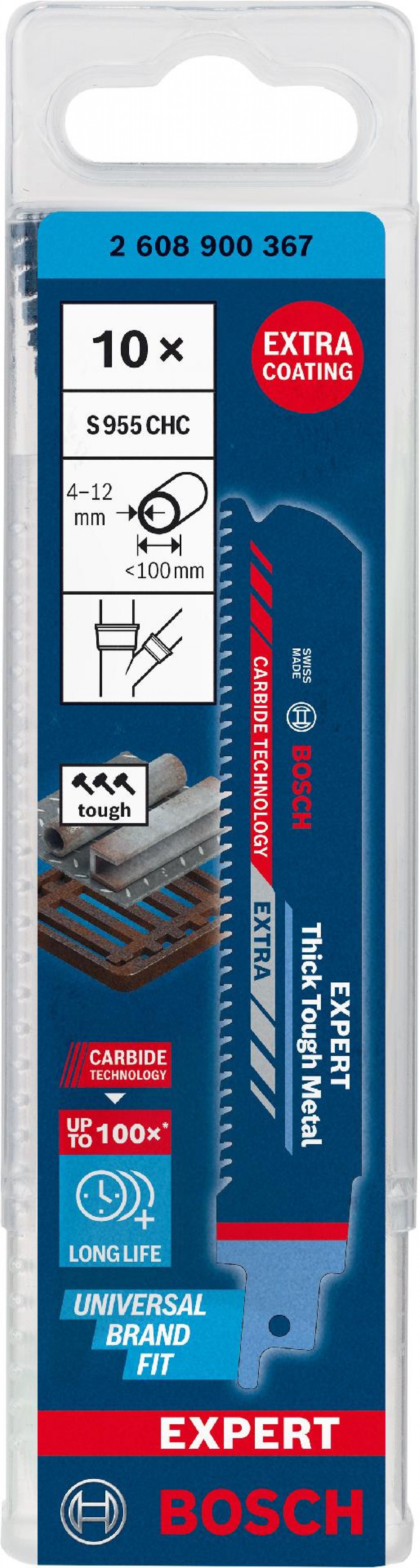 Lâmina de serra sabre S 955 CHC EXPERT ?Thick Tough Metal?, 10 un. refª 2608900367 BOSCH