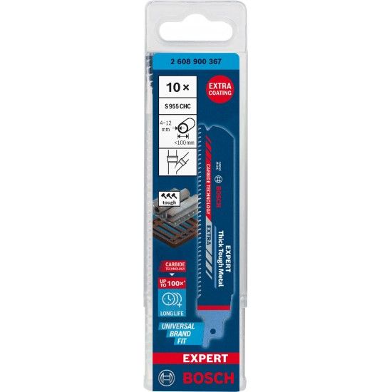 Lâmina de serra sabre S 955 CHC EXPERT ?Thick Tough Metal?, 10 un. refª 2608900367 BOSCH Lâmina de serra sabre S 955 CHC EXPERT ?Thick Tough Metal?, 10 un. refª 2608900367 BOSCH