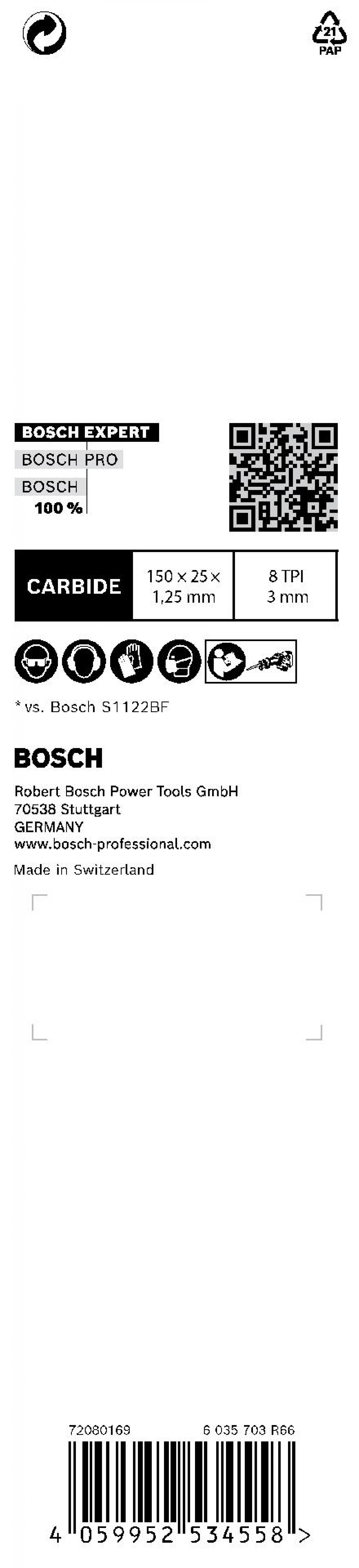 Lâmina de serra sabre S 955 CHC EXPERT ?Thick Tough Metal?, 1 un. refª 2608900365 BOSCH