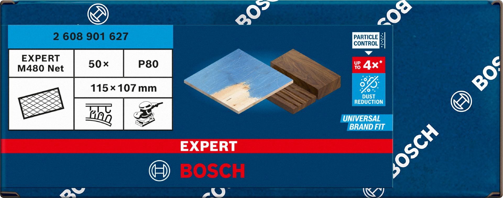 Rede de lixa EXPERT M480, 115 x 107 mm, G 80, 50 unidades refª 2608901627 BOSCH