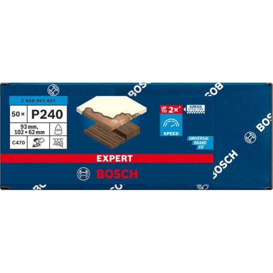 Lixa EXPERT C470, 102 x 62/93 mm, G 240, 50 unidades ref� 2608901651 BOSCH