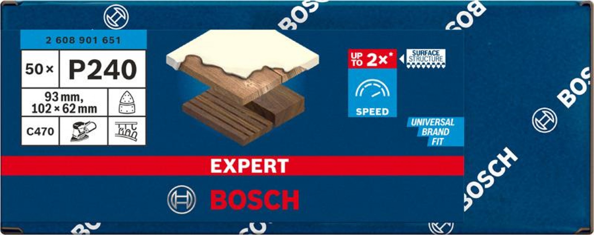 Lixa EXPERT C470, 102 x 62/93 mm, G 240, 50 unidades refª 2608901651 BOSCH