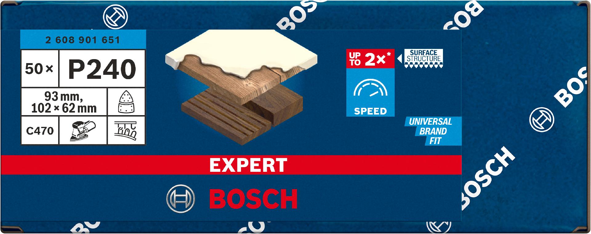 Lixa EXPERT C470, 102 x 62/93 mm, G 240, 50 unidades refª 2608901651 BOSCH