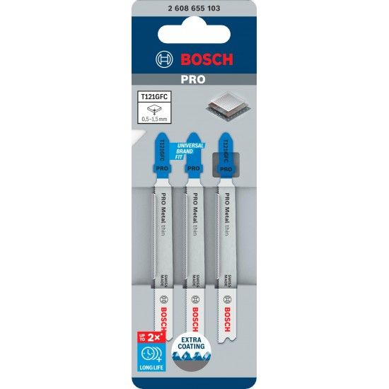 L�mina de serra vertical PRO Metal thin T121GFC 92 mm, 3 unid. ref� 2608655103 BOSCH