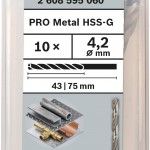 Broca PRO Metal HSS-G, 4,2 x 43 x 75 mm, 10 unid. ref� 2608595060 BOSCH