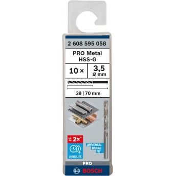 Broca PRO Metal HSS-G, 3,5 x 39 x 70 mm, 10 unid. ref� 2608595058 BOSCH