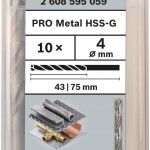 Broca PRO Metal HSS-G, 4 x 43 x 75 mm, 10 unid. ref� 2608595059 BOSCH