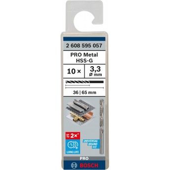 Broca PRO Metal HSS-G, 3,3 x 36 x 65 mm, 10 unid. ref� 2608595057 BOSCH