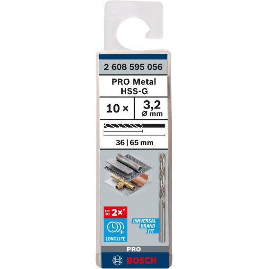 Broca PRO Metal HSS-G, 3,2 x 36 x 65 mm, 10 unid. ref� 2608595056 BOSCH