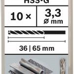 Broca PRO Metal HSS-G, 3,3 x 36 x 65 mm, 10 unid. ref� 2608595057 BOSCH