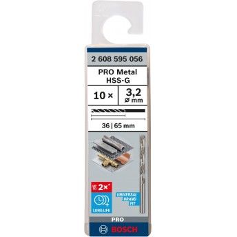Broca PRO Metal HSS-G, 3,2 x 36 x 65 mm, 10 unid. ref� 2608595056 BOSCH