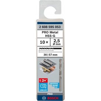 Broca PRO Metal HSS-G, 2,5 x 30 x 57 mm, 10 unid. ref� 2608595053 BOSCH