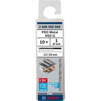 Broca PRO Metal HSS-G, 1 x 12 x 34 mm, 10 unid. ref� 2608595049 BOSCH